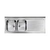 CM ROSSANA Double Bowl Sink Satin F3 Finish 150 x 60 x 20 cm