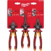 Milwaukee VDE Pliers Set Diagonal-Point Jaw Combination 3 Pcs