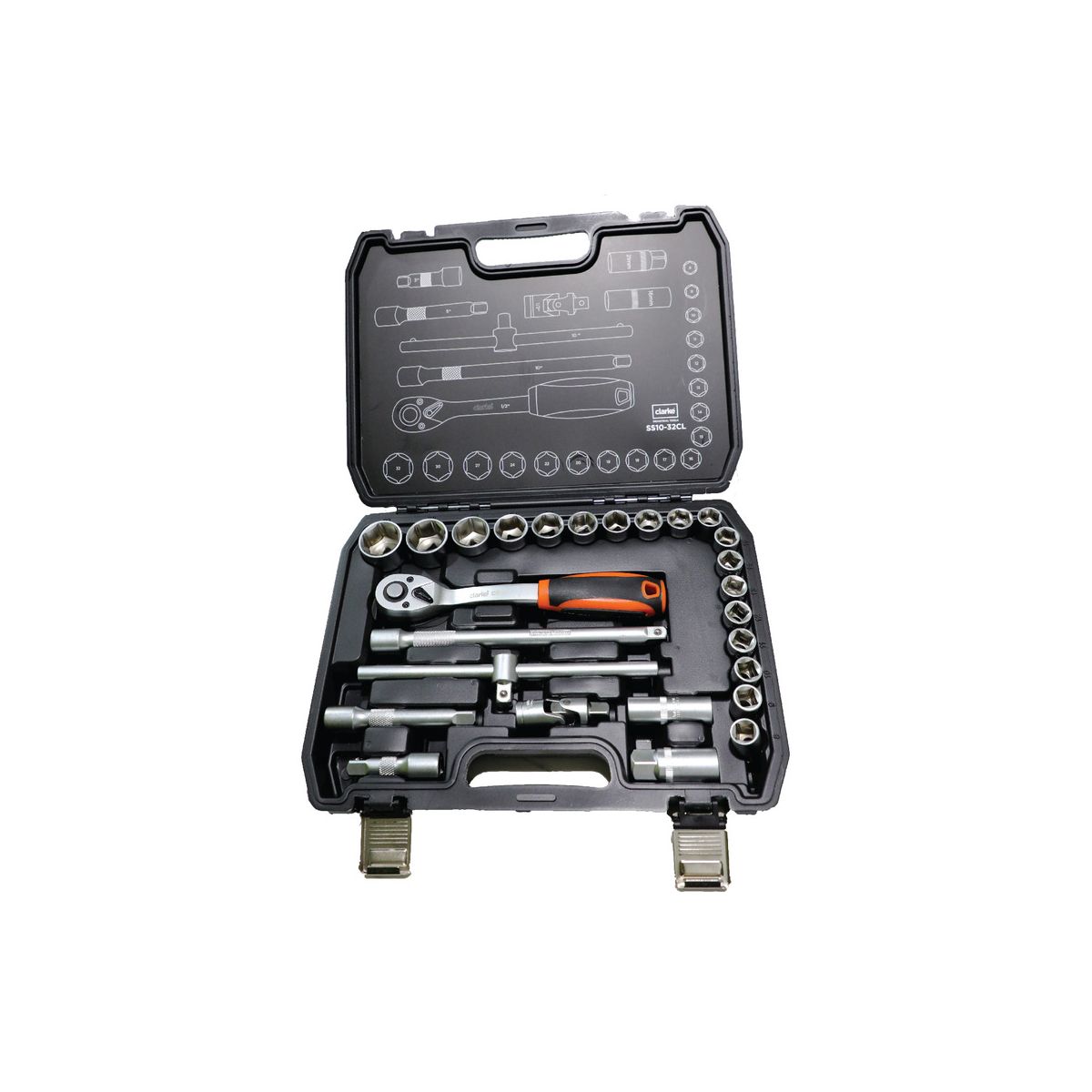 Clarke - Socket Set 10mm to 32mm Chrome Vanadium Steel 1/2 inch Drive ...