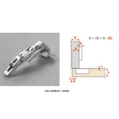 Salice - Hinge 155 Degree - Soft Closing + Cross Mounting Plate