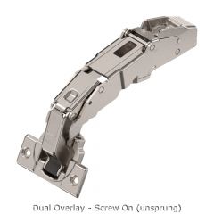Blum CLIP Top Wide Angle Hinge 155° Dual Application - Nickel Plated + Cruciform Mounting Plate