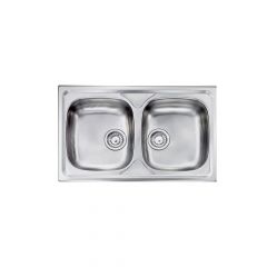 CM SIROS Double Bowl Sink Satin F3 Finish 86 x 50 cm
