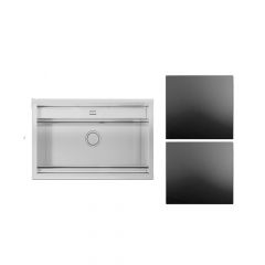 Elite Topmount Single Bowl Sink with Two Glass Covers 79 x 50cm Bowl Depth 220 mm