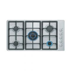 CM DELUX 90 5G Gas Hob with Enameled Cast Iron Pan Support Stainless Steel