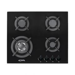 CM CRYSTAL 60 Gas On Glass Hob with Cast Iron Pan Support 8mm Edge 60cm