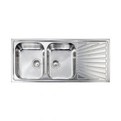 CM COMETA Double Bowl Sink Satin F3 Finish 116 x 50 x 19 cm