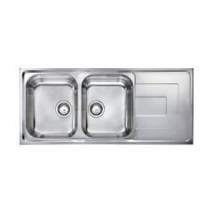 CM COMO Double Bowl Single Drain Sink Satin F3” Finish 116 x 50 x 19 cm