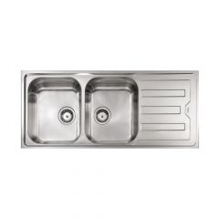 CM Cristal Double Bowl Single Drain Sink Satin F3 Finish 116 x 50 x 21 cm