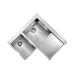 CM FILOQUADRA Mix Double Bowl Sink Satin F3 Finish 83 x 83 x 19 cm