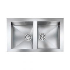 CM PUNTO QUADRO Double Bowl Sink Satin F3 Finish 86 x 50 cm