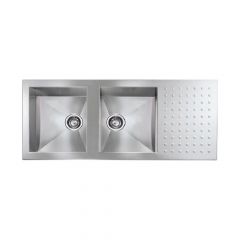 CM PUNTO QUADRO Double Bowl Sink Satin F3 Finish 116 x 50 x 19 cm