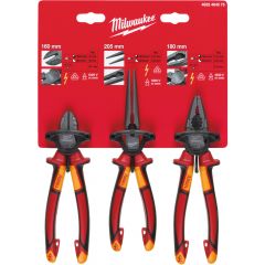 Milwaukee VDE Pliers Set Diagonal-Point Jaw Combination 3 Pcs