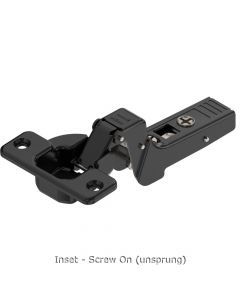 Blum - Clip Top Profile or Thick Door Hinge 95° (Unsprung) Onyx Black + Horizontal Cam Plate (Screw On)