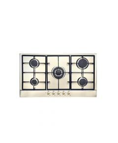 CM - CLASSICO H90I IVORY - 90cm Classic Gas Hob - Cast Iron Pan Support Knobs Protection Bar