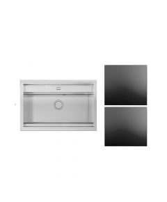 Elite - Topmount Single Bowl Sink With Two Glass Covers - Size 79 X 50cm Bowl Depth 220 mm