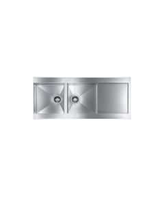 CM - REVERS Double Bowl Single Drain Sink Satin F3 - 116 X 52 X 19 cm