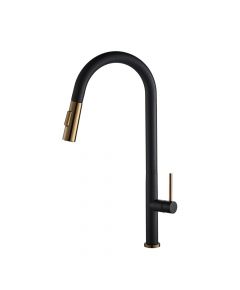 CM Pull-Out Mixer Tap Black Rose Gold Finish