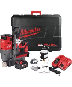 Milwaukee M18 FMDP-502C Fuel Magnetic Drill Press with Permanent Magnet in Transport Case (2x 5.0Ah battery + charger)