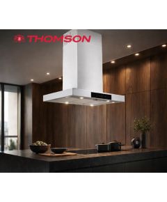 Thomson 90cm Stainless Steel Hood with Black Tempered Glass