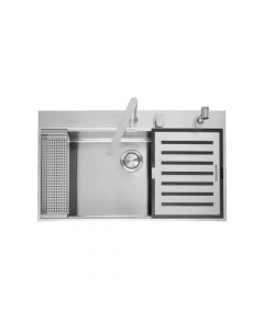 Barazza B-Free Stainless Steel Sink 86x51 1 Bowl with Lowering, Drain Cover + Kit Accessories and Tap