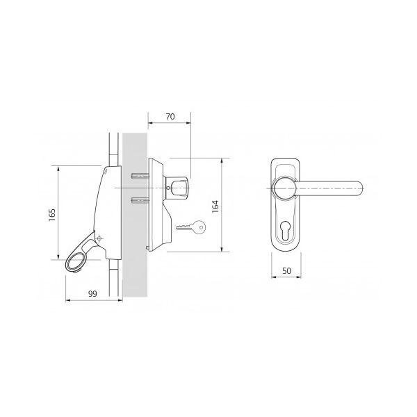 Briton - External Lockable Escutcheon Type Lever Trim for Panic Exit Device