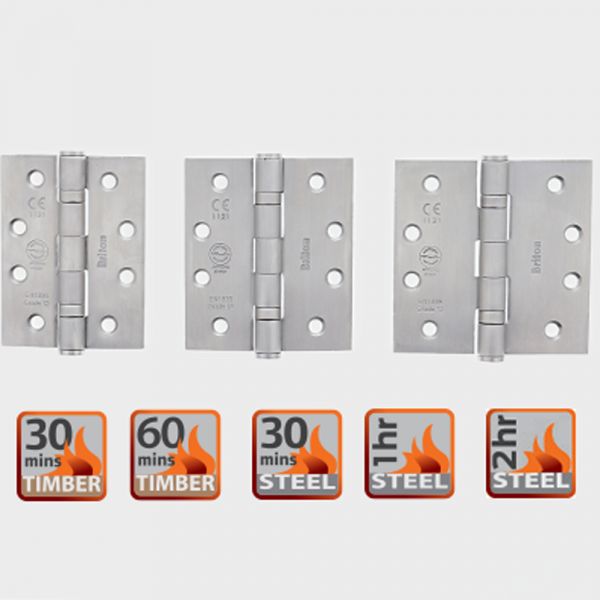 Briton - 2BB - 5 Knuckle Ball Bearing Butt Hinge - SS304 Substrate