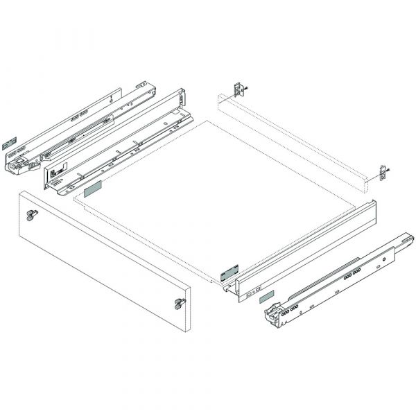 Blum - Legrabox Drawer High Fronted Pull-out C 500mm Length Full Extension - Set(Cabinet Profile (LR) + Drawer Side (LR) +  Back Fixing Bracket (LR) + 2Pcs Front Fixing Bracket)