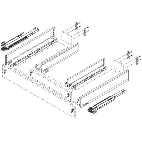 Blum - Legrabox Drawer High Fronted Pull-out C 500mm Length Full Extension - Set(Cabinet Profile (LR) + Drawer Side (LR) +  Back Fixing Bracket (LR) + 2Pcs Front Fixing Bracket)