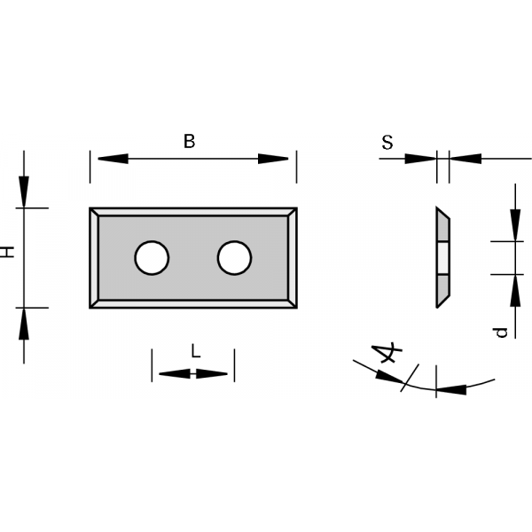 Leuco - Turnover Knives HW with 2 Cutting Edges, End Sharpened - 49.5x12x1.5x4 HLB05