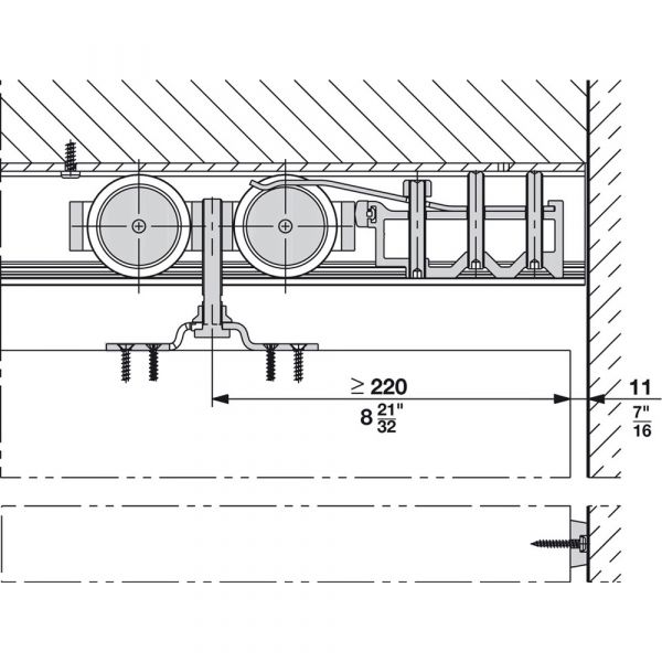 Hawa - Junior 250/A Hardware System for Wooden Sliding Doors