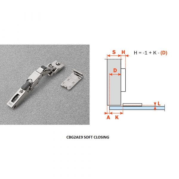 Salice - Hinge Glass & Universal 110 Degree + Mounting Plate
