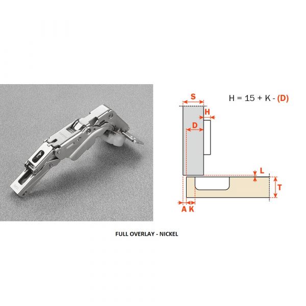 Salice - Hinge 155 Degree - Soft Closing + Cross Mounting Plate