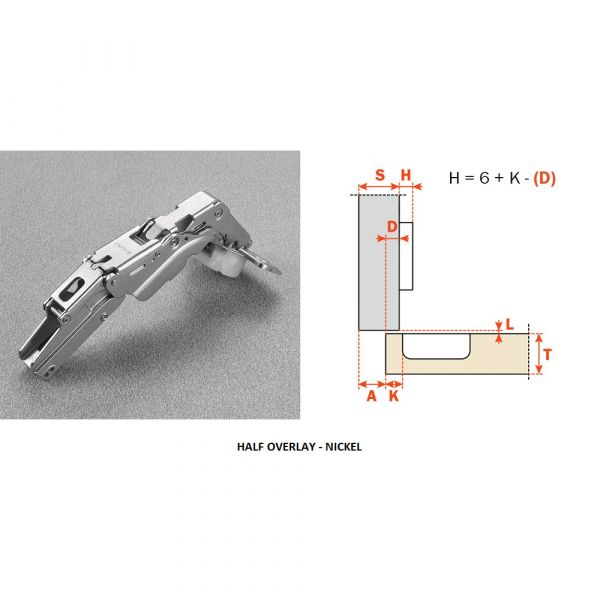 Salice - Hinge 155 Degree - Soft Closing + Cross Mounting Plate