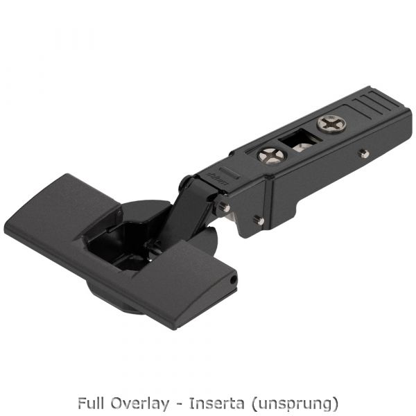 Blum - Clip Top Profile or Thick Door Hinge 95° (Unsprung) Onyx Black + Horizontal Cam Plate (Screw On)