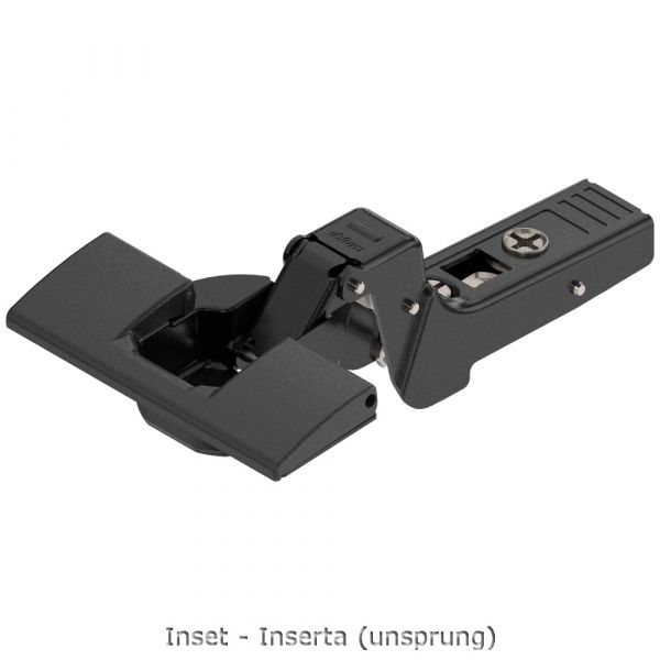 Blum - Clip Top Profile or Thick Door Hinge 95° (Unsprung) Onyx Black + Horizontal Cam Plate (Screw On)