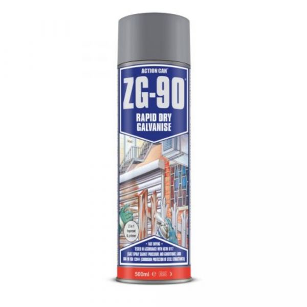 Action Can - Cold Zinc Galvanizing Paint ZG-90 Silver 500ml Can 1785