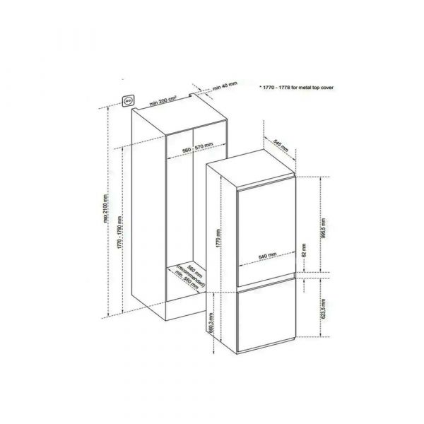 CM Built-In Fridge/Freezer Double Door 60cm