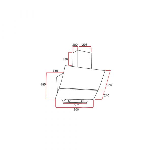 CM - Curve Wall Mounted Hood 90 cm -  Matte Black
