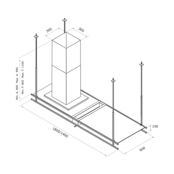 Airforce Frame Island Extractor Hood 180 cm