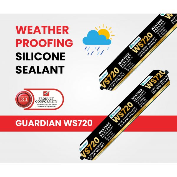 Guardian - WS720 Weather Proofing Silicone Sealant - Permanent & Flexible - Grey 300ml Tube