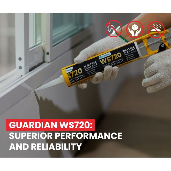 Guardian - WS720 Weather Proofing Silicone Sealant - Permanent & Flexible - Grey 300ml Tube