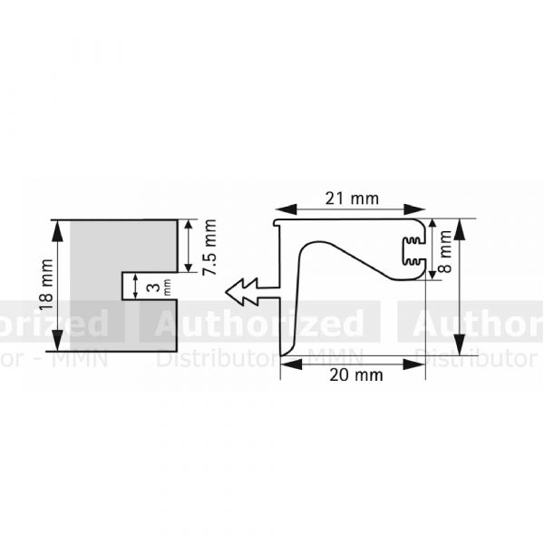Hettich - Gola Edge Profile 3000mm - PVC Rubber Strip - Matt Black