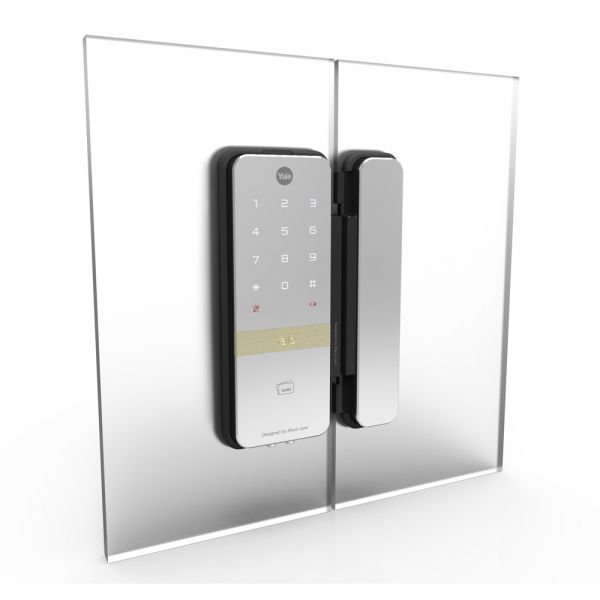 Yale - RFID Rim Smart Lock for Glass Door - Silver