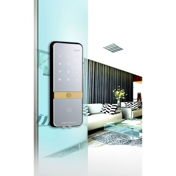Yale - RFID Rim Smart Lock for Glass Door - Silver