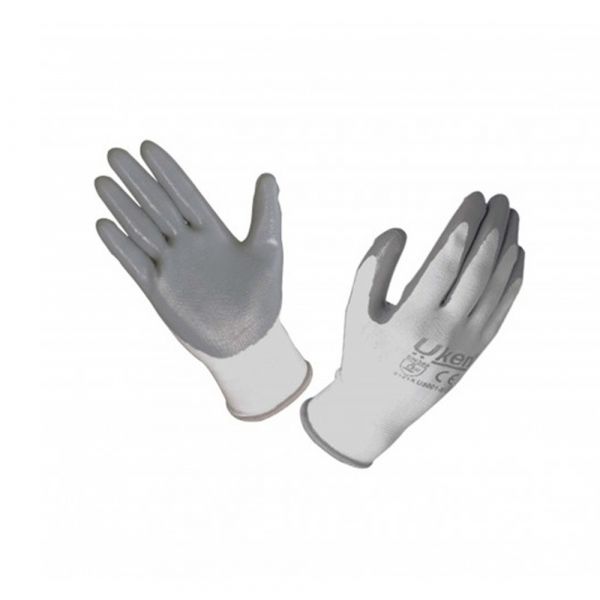 Uken - Safety Gloves Nitrile Grey Grip - 15G Nylon Shell