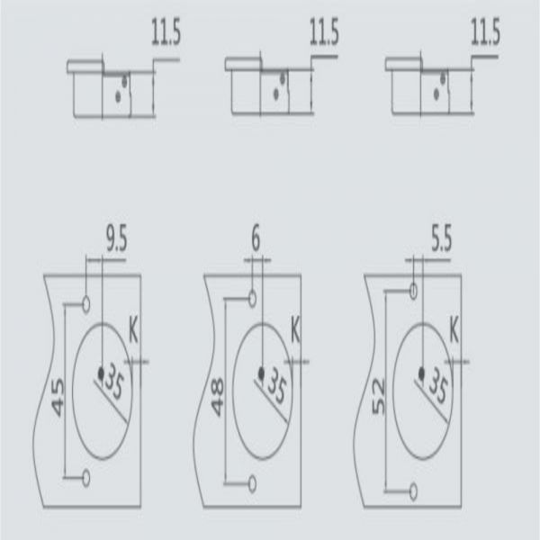 Bergo - Cold-rolled Steel 165° Concealed Hinges with Mounting Plate - Soft-close