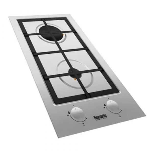 Baumatic - 30cm 2 Burner Gas Hob - Stainless Steel