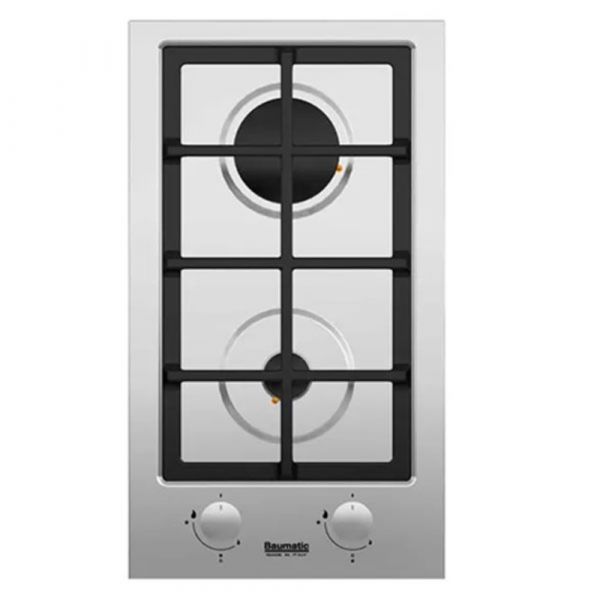 Baumatic - 30cm 2 Burner Gas Hob - Stainless Steel