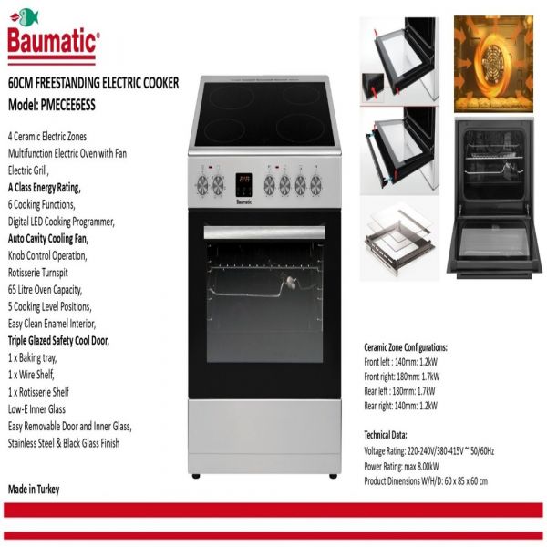 Baumatic - 60cm Freestanding Electric Range Cooker