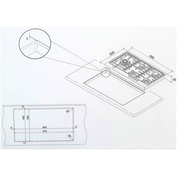 Baumatic - 90cm Built-in 5 Burner Gas Hob